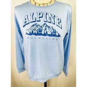 Sunset West Alpine Mountain Graphic Ainsley French Terry Crew Pullover XL